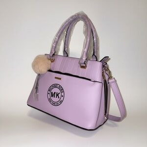 Lilac Satchel with Pom Charm